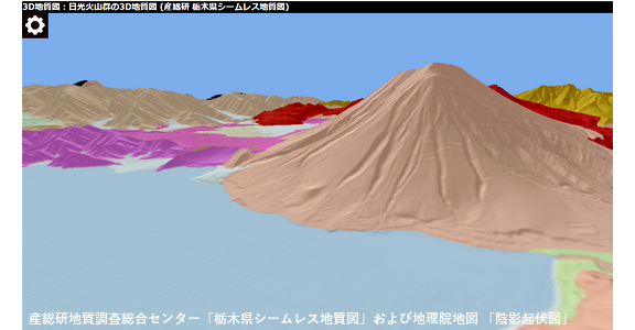 栃木県の3D地質図